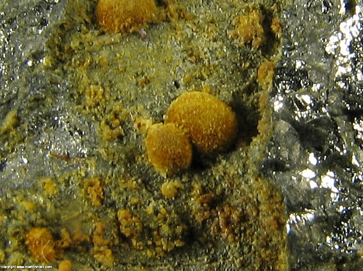 Mineral Specimen: Karibibite on Scorodite on Lollingite from Boca Rica Mine, Galileia, Mians Gerais, Brazil