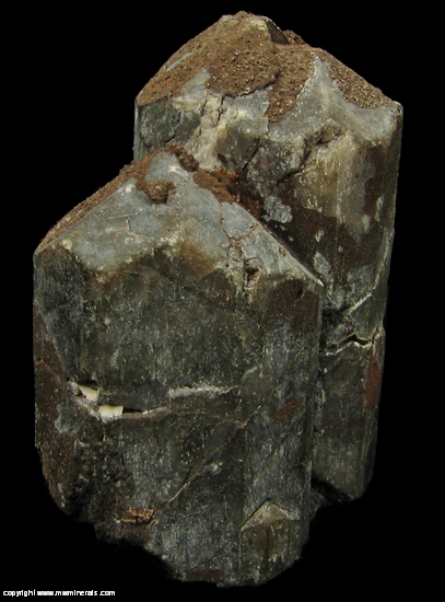 Mineral Specimen: Fluorapatite coated with Hematite from Pea Ridge Mine, Sullivan, Washington Co., Missouri, USA