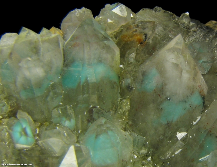 Mineral Specimen: Ajoite included in Quartz from Messina mine, Messina District, Limpopo Province, South Africa