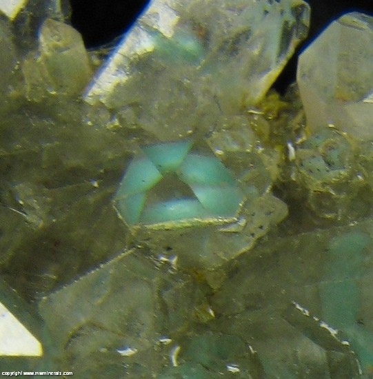 Mineral Specimen: Ajoite included in Quartz from Messina mine, Messina District, Limpopo Province, South Africa