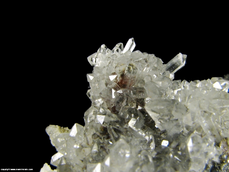 Mineral Specimen: Barite on Quartz over Andradite Garnet and Sphalerite from El Mochito Mine, El Mocho, Santa Barbara Department, Honduras