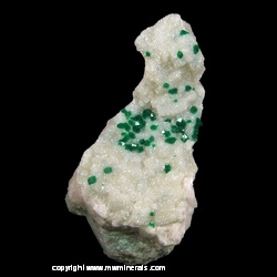 Minerals Specimen: Dioptase on Calcite from Tsumeb, Namibia Minerals Specimen: Dioptase on Calcite from Tsumeb, Namibia