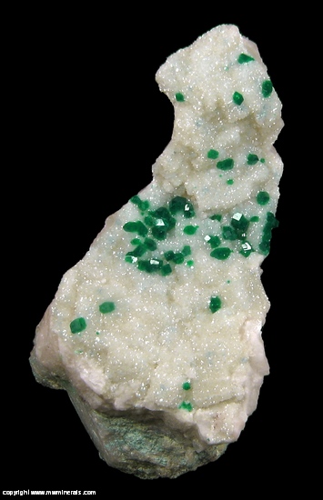 Mineral Specimen: Dioptase on Calcite from Tsumeb, Namibia