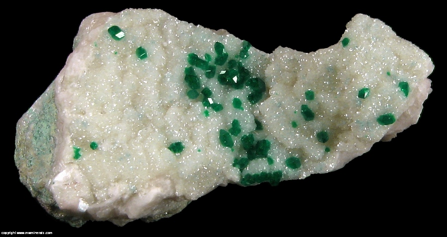 Mineral Specimen: Dioptase on Calcite from Tsumeb, Namibia