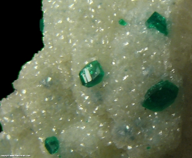 Mineral Specimen: Dioptase on Calcite from Tsumeb, Namibia