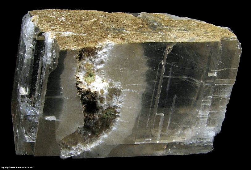 Mineral Specimen: Okenite Included in Optical Calcite from Mumbai District, Maharashtra, India
