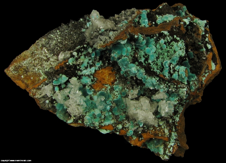 Mineral Specimen: Rosasite, Selenite from Minas Ojuela, Mapimi, Durango, Mexico