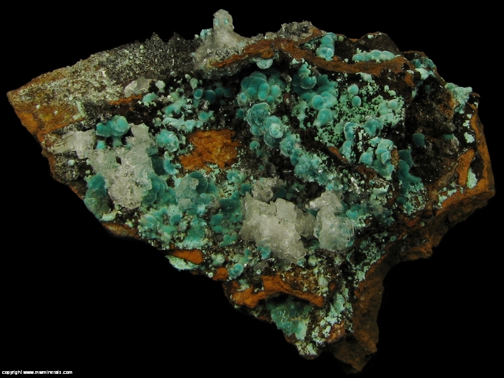 Mineral Specimen: Rosasite, Selenite from Minas Ojuela, Mapimi, Durango, Mexico