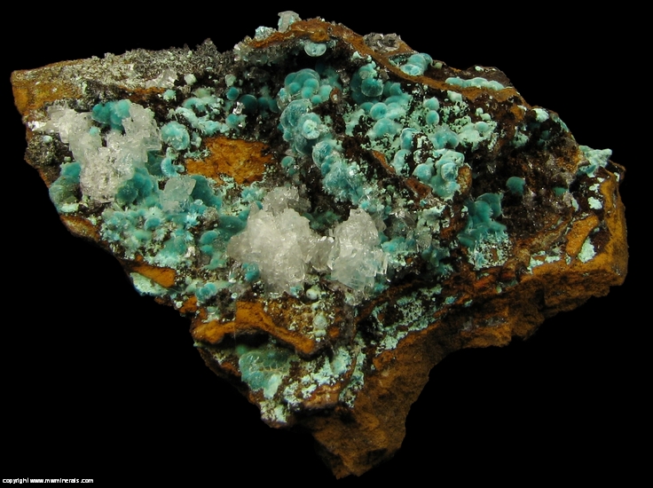 Mineral Specimen: Rosasite, Selenite from Minas Ojuela, Mapimi, Durango, Mexico
