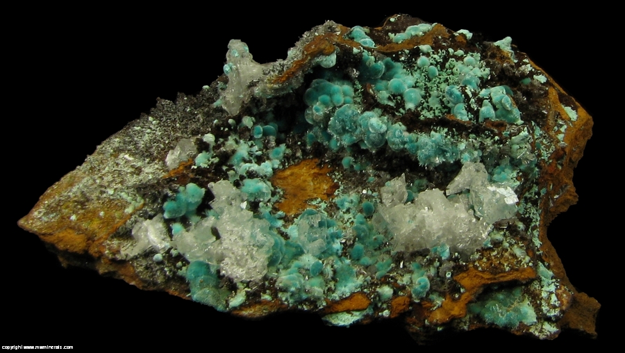 Mineral Specimen: Rosasite, Selenite from Minas Ojuela, Mapimi, Durango, Mexico