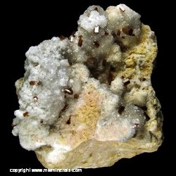 Minerals Specimen: Vanadinite on Calcite from Mina San Carlos, Chihuahua, Mexico Minerals Specimen: Vanadinite on Calcite from Mina San Carlos, Chihuahua, Mexico