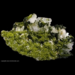 Minerals Specimen: Epidote on Quartz from Xichang Mine, Xichang County, Liangshan Autonomous Prefecture, Sichuan Province, China Minerals Specimen: Epidote on Quartz from Xichang Mine, Xichang County, Liangshan Autonomous Prefecture, Sichuan Province, China