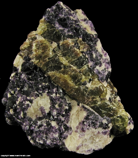 Mineral Specimen: Fluorapatite, Fluorite, Apatite, Augite from Cardiff Uranium Mine, Cardiff Township, Haliburton County, Ontario, Canada