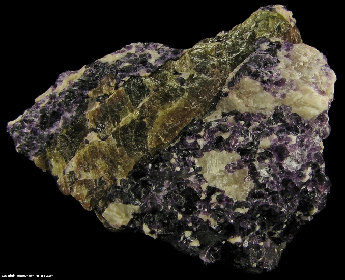 Mineral Specimen: Fluorapatite, Fluorite, Apatite, Augite from Cardiff Uranium Mine, Cardiff Township, Haliburton County, Ontario, Canada