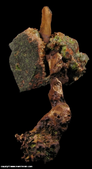 Mineral Specimen: Copper Crystals, Adularia Crystals, Massive Microcline, Epidote and Quartz from Adventure mine, Butler Lode, Greenland, Ontonagon County, Michigan, USA