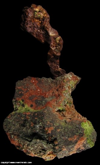 Mineral Specimen: Copper Crystals, Adularia Crystals, Massive Microcline, Epidote and Quartz from Adventure mine, Butler Lode, Greenland, Ontonagon County, Michigan, USA
