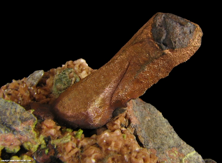Mineral Specimen: Copper Crystals, Adularia Crystals, Massive Microcline, Epidote and Quartz from Adventure mine, Butler Lode, Greenland, Ontonagon County, Michigan, USA
