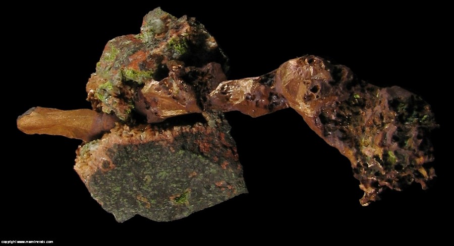 Mineral Specimen: Copper Crystals, Adularia Crystals, Massive Microcline, Epidote and Quartz from Adventure mine, Butler Lode, Greenland, Ontonagon County, Michigan, USA