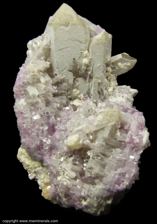 Mineral Specimen: Lepidolite, Quartz, Cookeite from Coronel Murta, Minas Gerais, Brazil