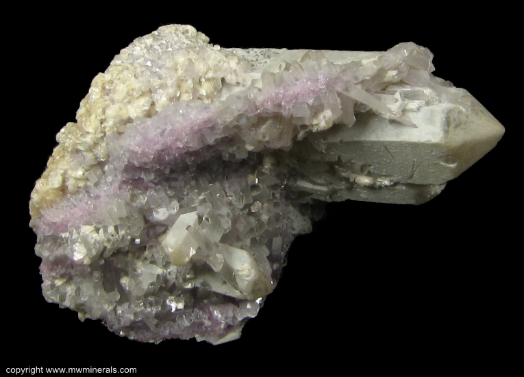 Mineral Specimen: Lepidolite, Quartz, Cookeite from Coronel Murta, Minas Gerais, Brazil