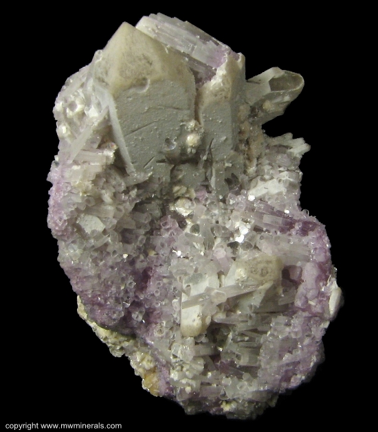 Mineral Specimen: Lepidolite, Quartz, Cookeite from Coronel Murta, Minas Gerais, Brazil