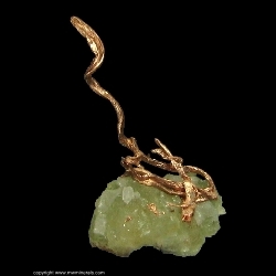 Minerals Specimen: Copper Wire Crystal on Prehnite from Osceola Mine, Osceola, Houghton County, Michigan, USA