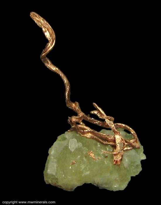 Mineral Specimen: Copper Wire Crystal on Prehnite from Osceola Mine, Osceola, Houghton County, Michigan, USA