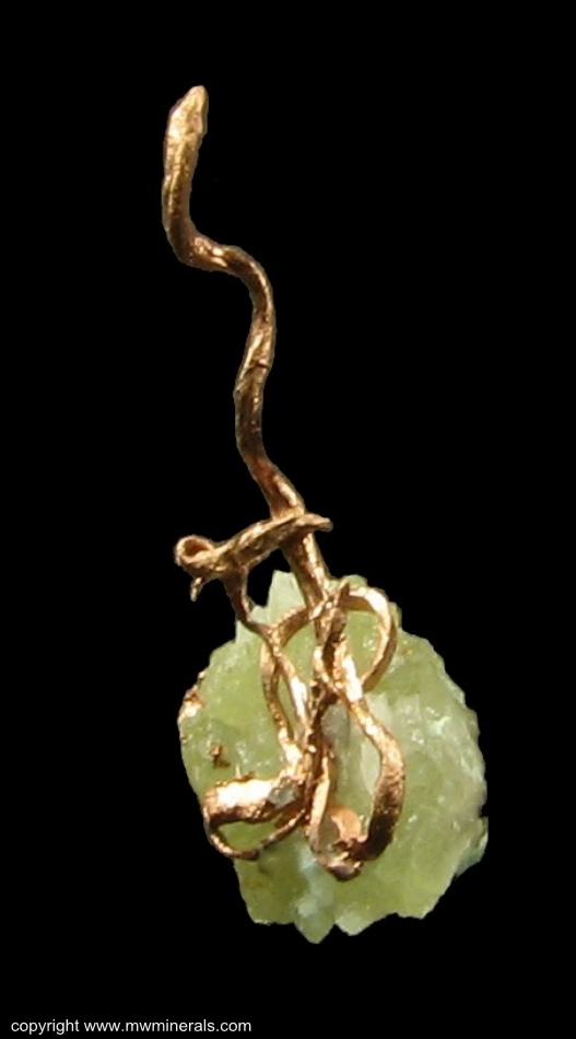 Mineral Specimen: Copper Wire Crystal on Prehnite from Osceola Mine, Osceola, Houghton County, Michigan, USA