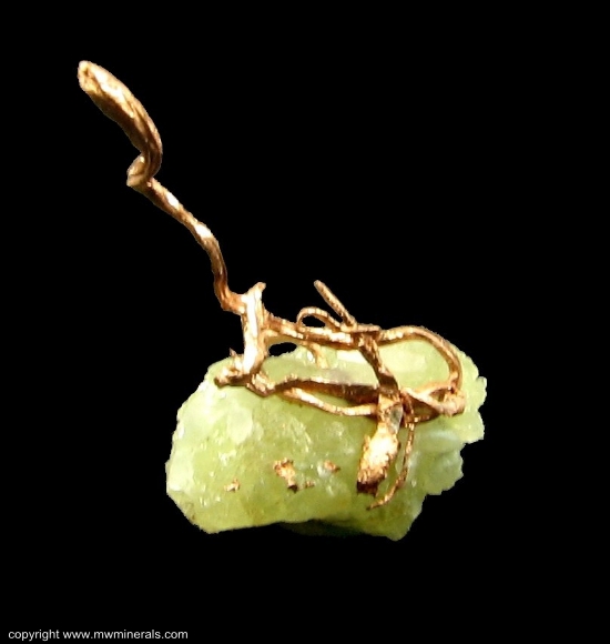 Mineral Specimen: Copper Wire Crystal on Prehnite from Osceola Mine, Osceola, Houghton County, Michigan, USA