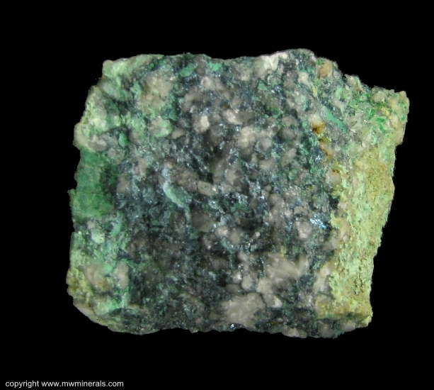 Mineral Specimen: Anilite with Calcite, Malachite and Azurite from Roadcut near the Champion Mine near Painsdale, Houghton County, Michigan