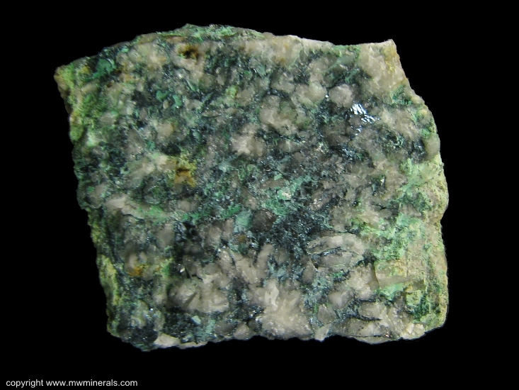 Mineral Specimen: Anilite with Calcite, Malachite and Azurite from Roadcut near the Champion Mine near Painsdale, Houghton County, Michigan