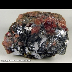 Mineral Specimen: Rhodonite, Galena from Broken Hill, Yancowinna Co., New South Wales, Australia Mineral Specimen: Rhodonite, Galena from Broken Hill, Yancowinna Co., New South Wales, Australia