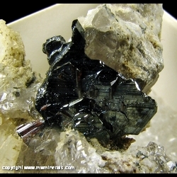 Mineral Specimen: Rutile on Hematite on Quartz from Cavradi gorge, Curnera Valley, Tujetsch, Vorderrhein Valley, Grischun, Switzerland Mineral Specimen: Rutile on Hematite on Quartz from Cavradi gorge, Curnera Valley, Tujetsch, Vorderrhein Valley, Grischun, Switzerland