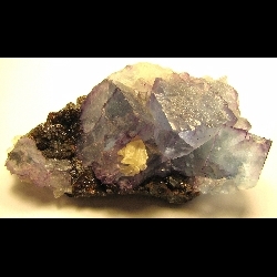 Minerals Specimen: Blue Fluorite with Purple edges with Sphalerite and Calcite from Cave-In-Rock, Hardin Co., Illinois Minerals Specimen: Blue Fluorite with Purple edges with Sphalerite and Calcite from Cave-In-Rock, Hardin Co., Illinois