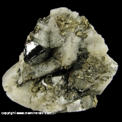 Mineral Specimen: Carrollite, Calcite, Chalcopyrite from Kamoya South II Mine, Kamoya, Kambove District, Katanga Copper Crescent, Katanga, Democratic Republic of Congo