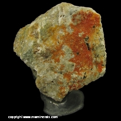 Mineral Specimen: Vanadanite Mounted on Custom Pewter Stand from Apache Mine (Defiance Mine), Globe-Miami District, Gila Co., Arizona, USA