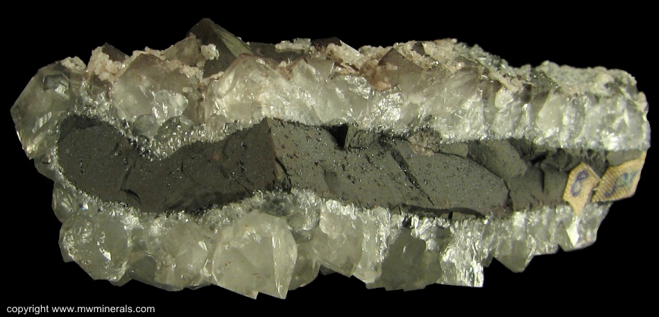 Mineral Specimen: Quartz,Hematite and Caclite from Beckermet Mine, Egremont, West Cumberland Iron Field, North and Western Region (Cumberland), Cumbria, England