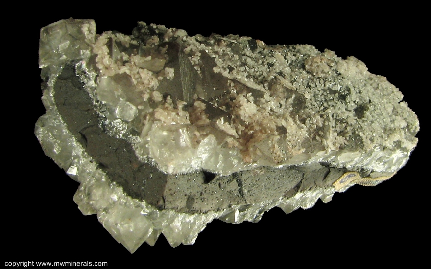 Mineral Specimen: Quartz,Hematite and Caclite from Beckermet Mine, Egremont, West Cumberland Iron Field, North and Western Region (Cumberland), Cumbria, England