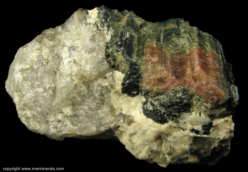 Mineral Specimen: Multicolored Tourmaline from Leduc Mine, St-Pierre-de-Wakefield, Wakefield Township, Gatineau County, Quebec, Canada