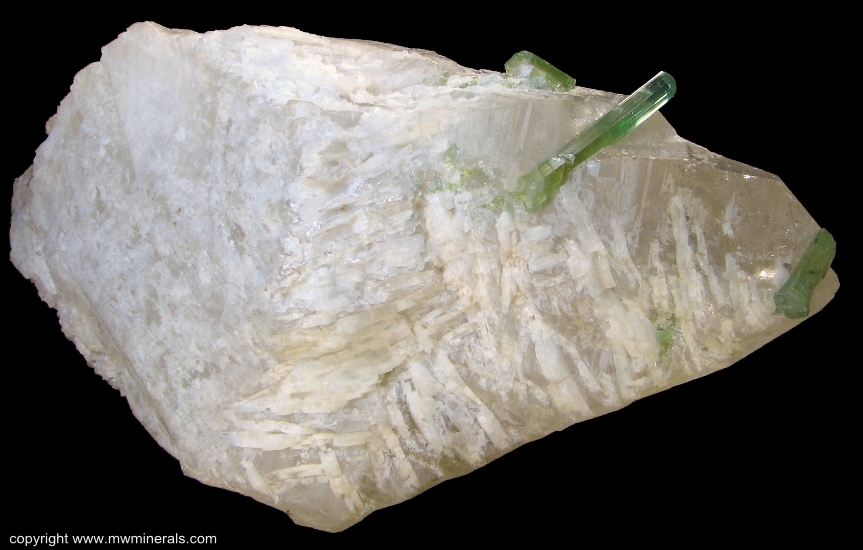 Mineral Specimen: Green Tourmaline in Quartz from Mina Santa Rosa, Minas Gerais, Brazil