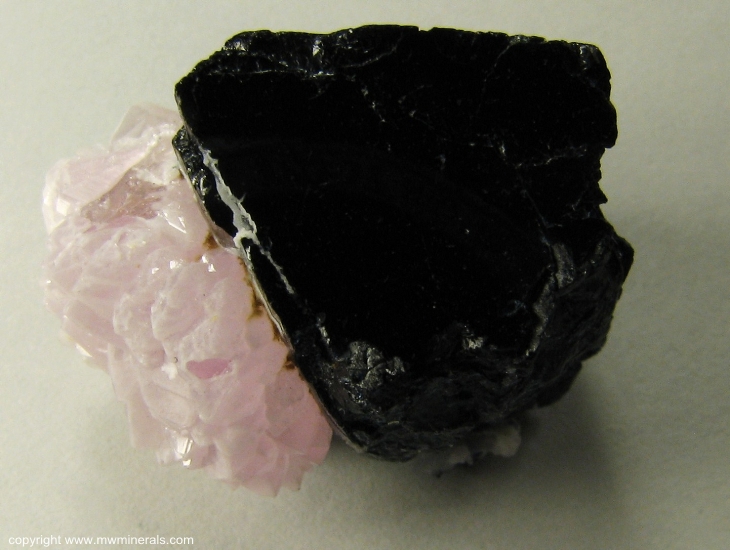 Mineral Specimen: Rose Quartz Crystals on Schorl Tourmaline from Alto da Pitorra, Laranjeiras, Galileia, Doce valley, Minas Gerais, Brazil