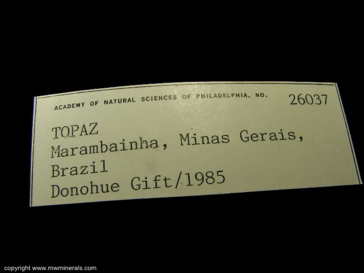 Mineral Specimen: Topaz from Marambainha, Minas Gerais, Brazil