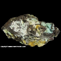 Minerals Specimen: Chalcoalumite altering to Gibbsite from Bisbee, Cochise Co., Arizona, USA Minerals Specimen: Chalcoalumite altering to Gibbsite from Bisbee, Cochise Co., Arizona, USA