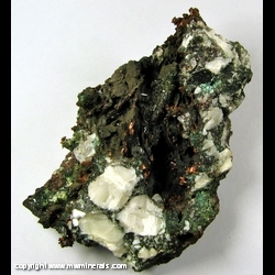 Mineral Specimen: Copper Pseudomorph after Laumontite coated with Chlorite Included Quartz from Quincy Mine, Quincy Hill, Houghton County, Michigan, USA Mineral Specimen: Copper Pseudomorph after Laumontite coated with Chlorite Included Quartz from Quincy Mine, Quincy Hill, Houghton County, Michigan, USA