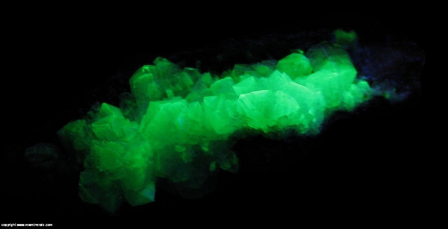 Fluorescent Mineral Specimen: Cuprian Adamite from Mina Ojuela, Mapimi, Durango, Mexico