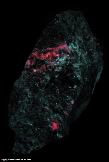 Fluorescent Mineral Specimen: Saneroite in Calcite from Molinello Mine, Graveglia Valley, Ne, Genova Province, Liguria, Italy Fluorescent Mineral Specimen: Saneroite in Calcite from Molinello Mine, Graveglia Valley, Ne, Genova Province, Liguria, Italy