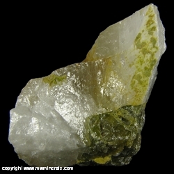Minerals Specimen: Cuprotungstite on Quartz with Green Scheelite from Carrera Pinto, Cachiyuyo de Llampos, Copiapo, Atacama, Chile Minerals Specimen: Cuprotungstite on Quartz with Green Scheelite from Carrera Pinto, Cachiyuyo de Llampos, Copiapo, Atacama, Chile