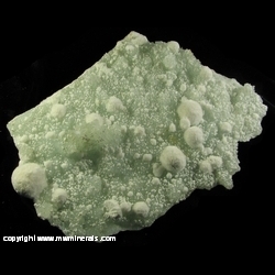 Mineral Specimen: Okenite on Prehnite from Mumbai District, Maharashtra, India