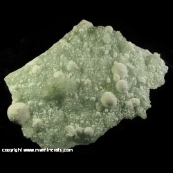 Mineral Specimen: Okenite on Prehnite from Mumbai District, Maharashtra, India Mineral Specimen: Okenite on Prehnite from Mumbai District, Maharashtra, India