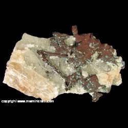 Mineral Specimen: Copper Crystals with Barite from White Pine Mine, White Pine, Ontonagon Co., Michigan Mineral Specimen: Copper Crystals with Barite from White Pine Mine, White Pine, Ontonagon Co., Michigan